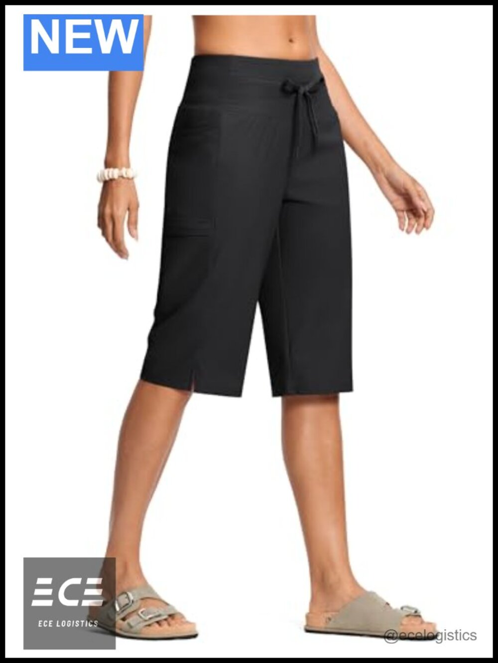 ISEEGZ Swim Capri Pants High Waist Tummy Control Swim Board Shorts